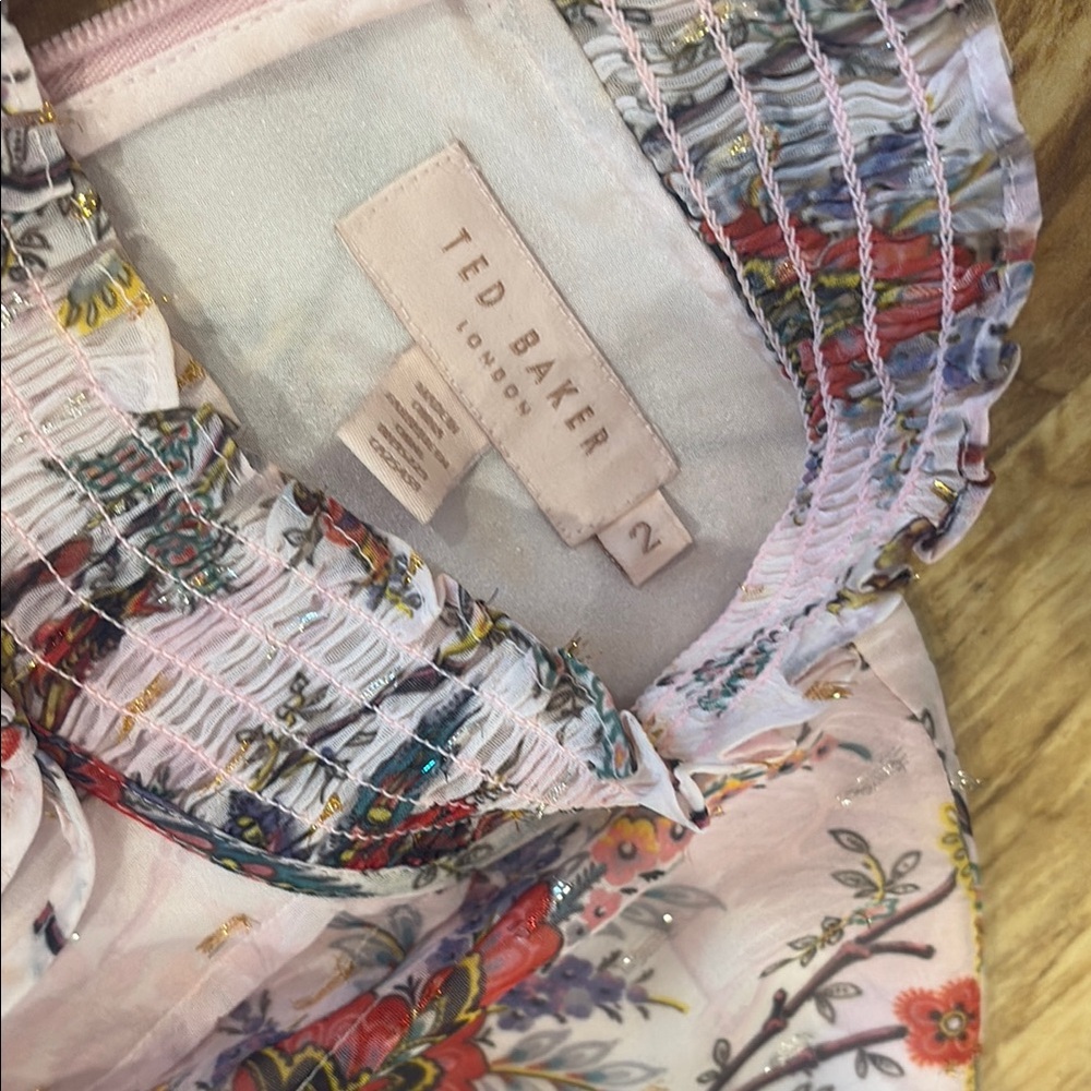Ted Baker Floral Ruffle Dress Size 6 - Picture 4 of 8